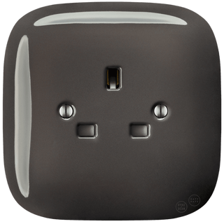 SQUARE PORCELAIN WALL SOCKET UK BROWN - DYKE & DEAN