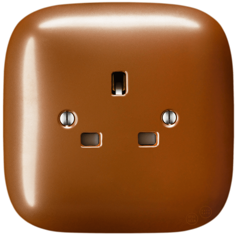 SQUARE PORCELAIN WALL SOCKET UK COPPER - DYKE & DEAN