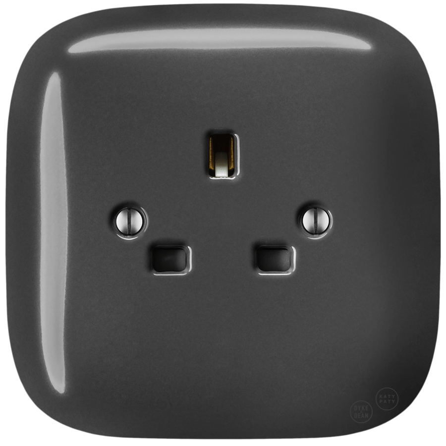 SQUARE PORCELAIN WALL SOCKET UK DARK GREY - DYKE & DEAN