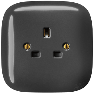 SQUARE PORCELAIN WALL SOCKET UK DARK GREY - DYKE & DEAN