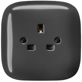 SQUARE PORCELAIN WALL SOCKET UK DARK GREY - DYKE & DEAN