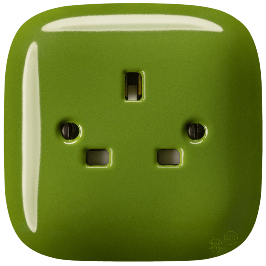 SQUARE PORCELAIN WALL SOCKET UK GREEN - DYKE & DEAN