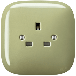 SQUARE PORCELAIN WALL SOCKET UK MOSS GREEN - DYKE & DEAN