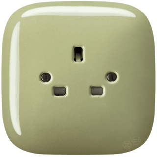 SQUARE PORCELAIN WALL SOCKET UK MOSS GREEN - DYKE & DEAN