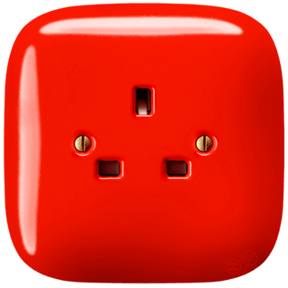 SQUARE PORCELAIN WALL SOCKET UK RED - DYKE & DEAN