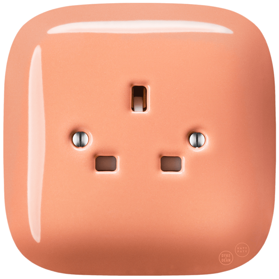 SQUARE PORCELAIN WALL SOCKET UK SALMON - DYKE & DEAN