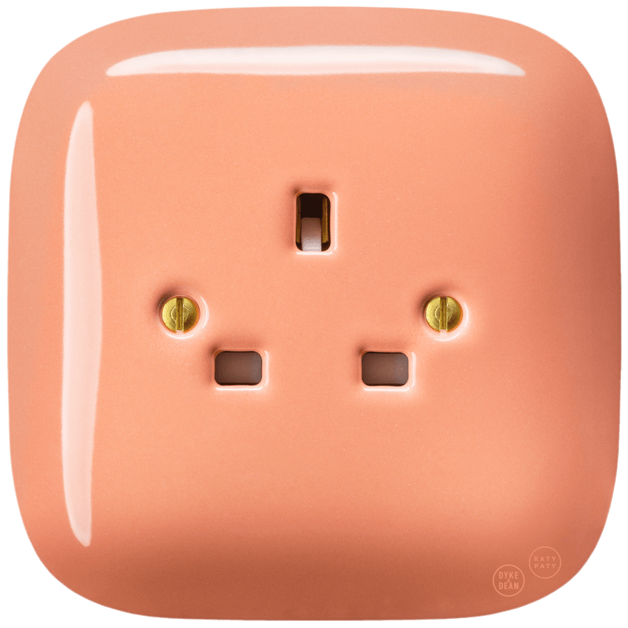 SQUARE PORCELAIN WALL SOCKET UK SALMON - DYKE & DEAN