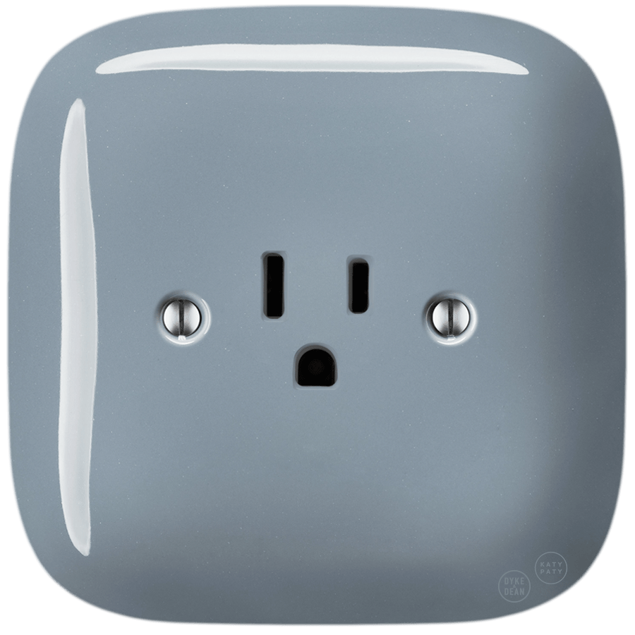 SQUARE PORCELAIN WALL SOCKET USA 15 AMP ASH GREY - DYKE & DEAN