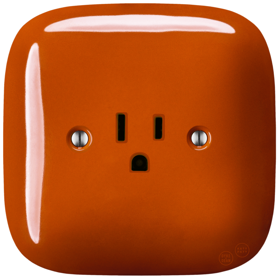 SQUARE PORCELAIN WALL SOCKET USA 15 AMP BRICK RED - DYKE & DEAN