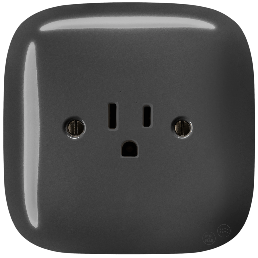 SQUARE PORCELAIN WALL SOCKET USA 15 AMP DARK GREY - DYKE & DEAN