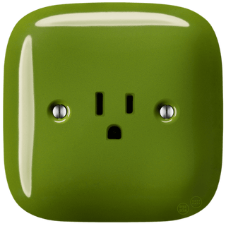 SQUARE PORCELAIN WALL SOCKET USA 15 AMP GREEN - DYKE & DEAN