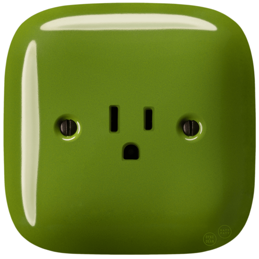 SQUARE PORCELAIN WALL SOCKET USA 15 AMP GREEN - DYKE & DEAN