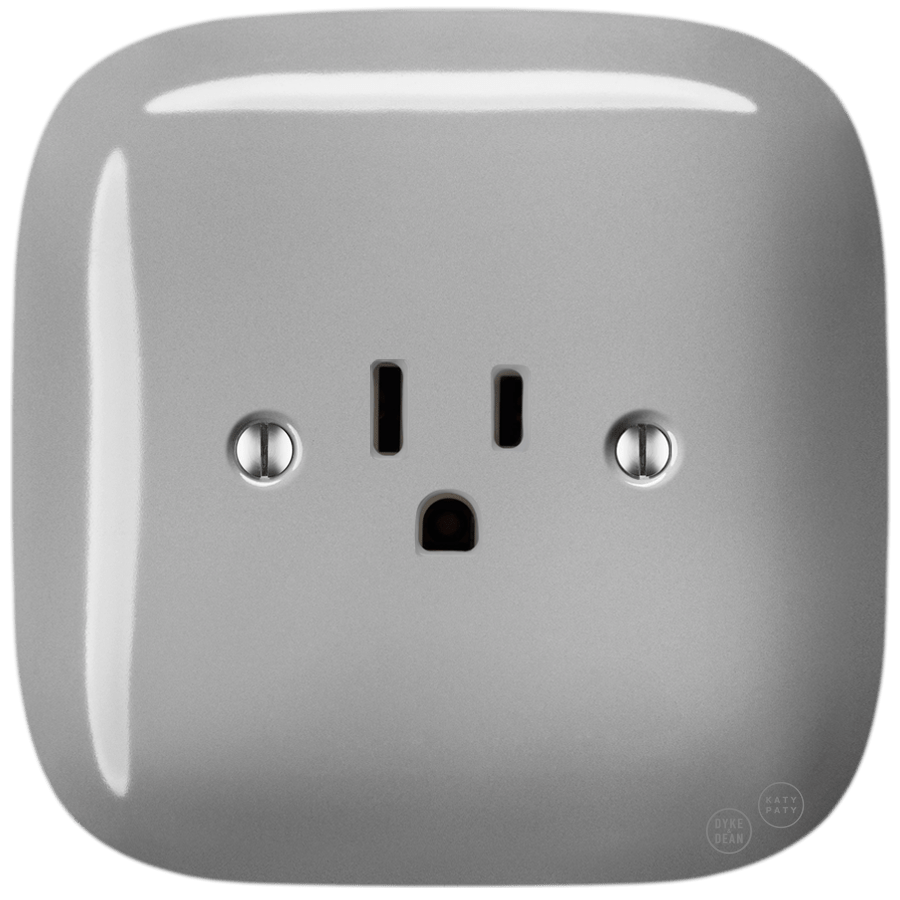 SQUARE PORCELAIN WALL SOCKET USA 15 AMP GREY - DYKE & DEAN