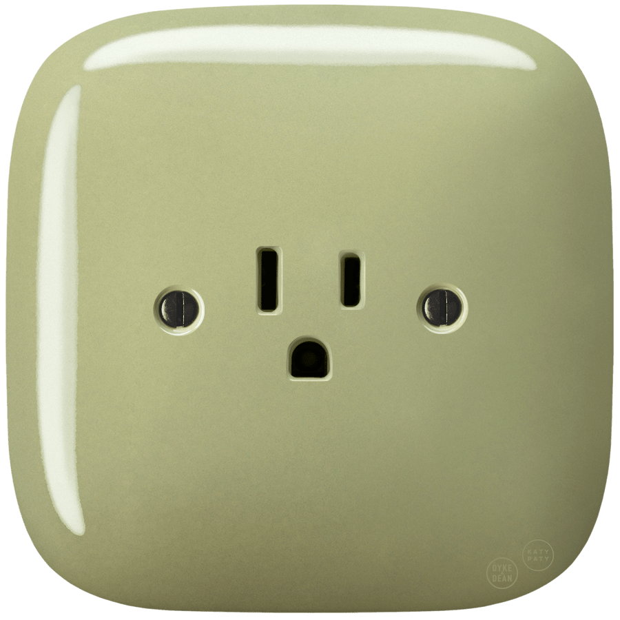 SQUARE PORCELAIN WALL SOCKET USA 15 AMP MOSS GREEN - DYKE & DEAN