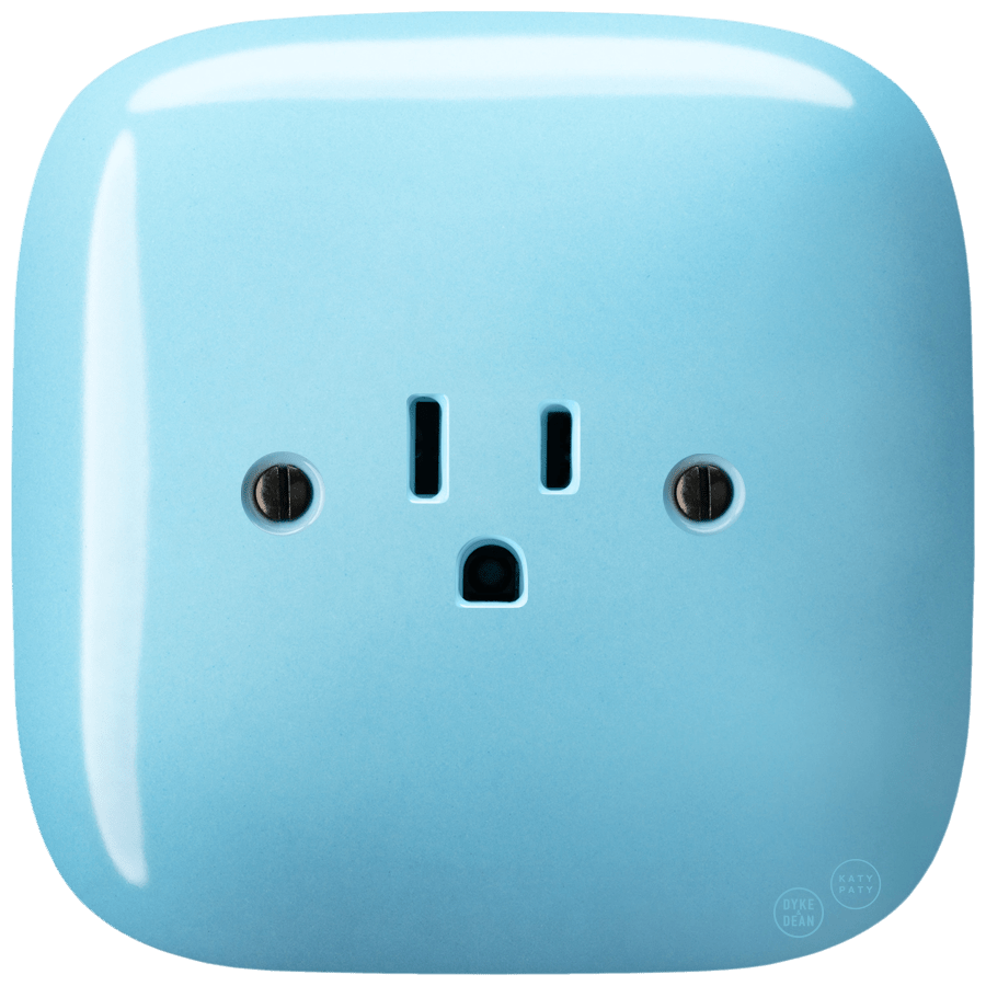 SQUARE PORCELAIN WALL SOCKET USA 15 AMP PASTEL BLUE - DYKE & DEAN