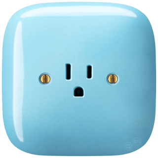 SQUARE PORCELAIN WALL SOCKET USA 15 AMP PASTEL BLUE - DYKE & DEAN