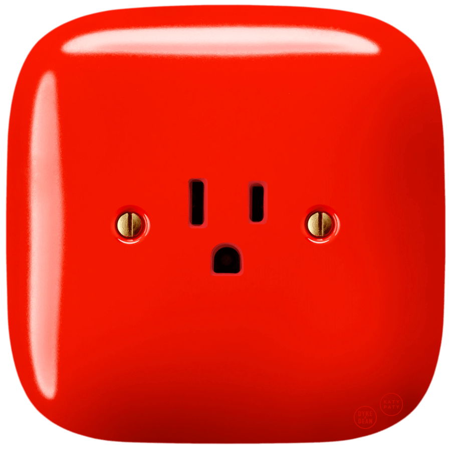 SQUARE PORCELAIN WALL SOCKET USA 15 AMP RED - DYKE & DEAN