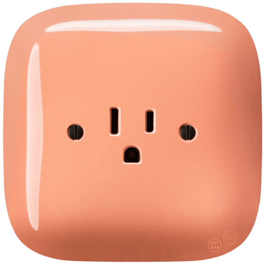 SQUARE PORCELAIN WALL SOCKET USA 15 AMP SALMON - DYKE & DEAN