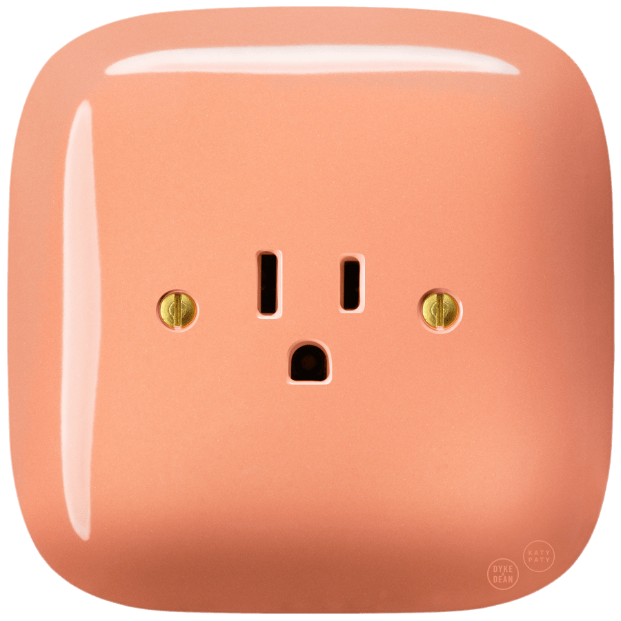 SQUARE PORCELAIN WALL SOCKET USA 15 AMP SALMON - DYKE & DEAN