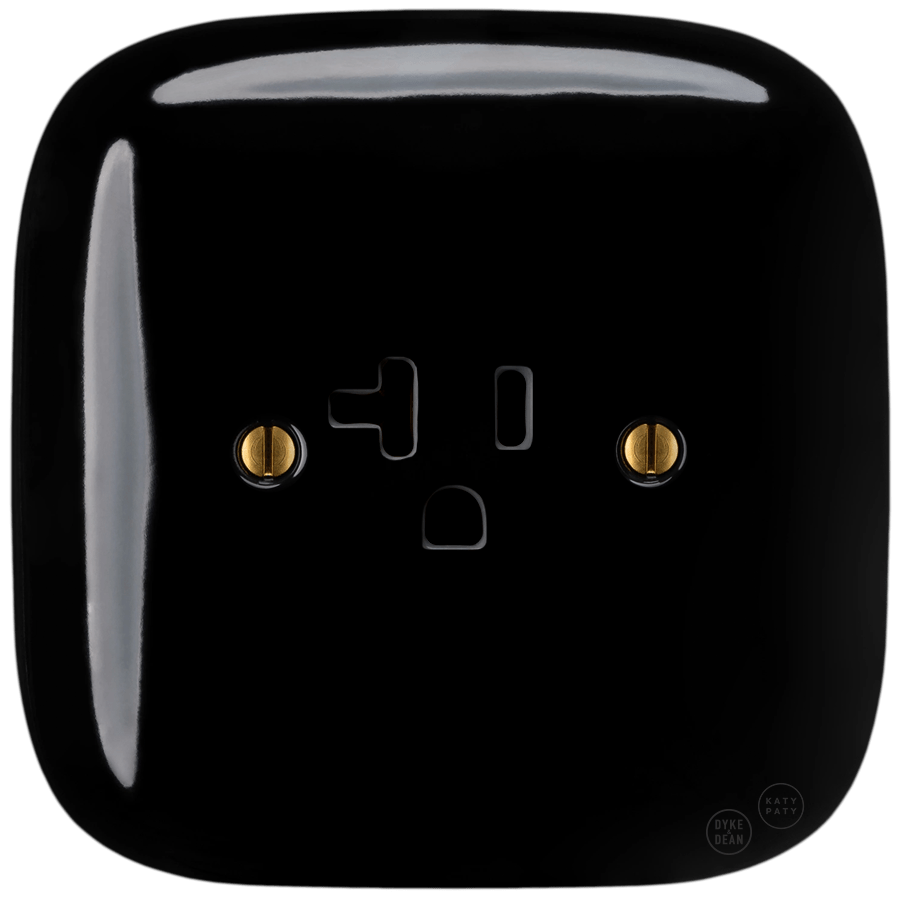 SQUARE PORCELAIN WALL SOCKET USA 20 AMP BLACK - DYKE & DEAN