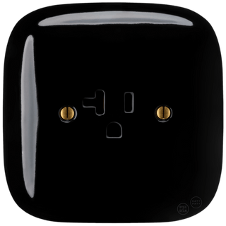 SQUARE PORCELAIN WALL SOCKET USA 20 AMP BLACK - DYKE & DEAN