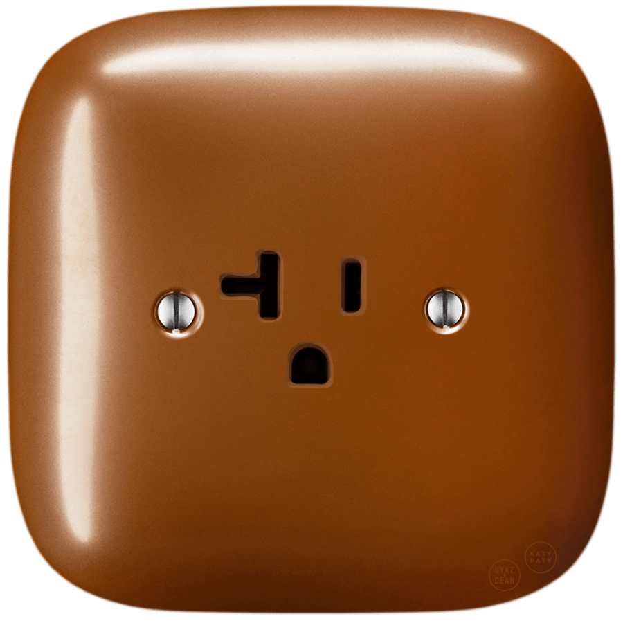 SQUARE PORCELAIN WALL SOCKET USA 20 AMP COPPER - DYKE & DEAN