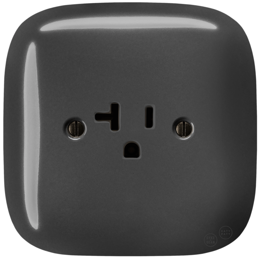 SQUARE PORCELAIN WALL SOCKET USA 20 AMP DARK GREY - DYKE & DEAN