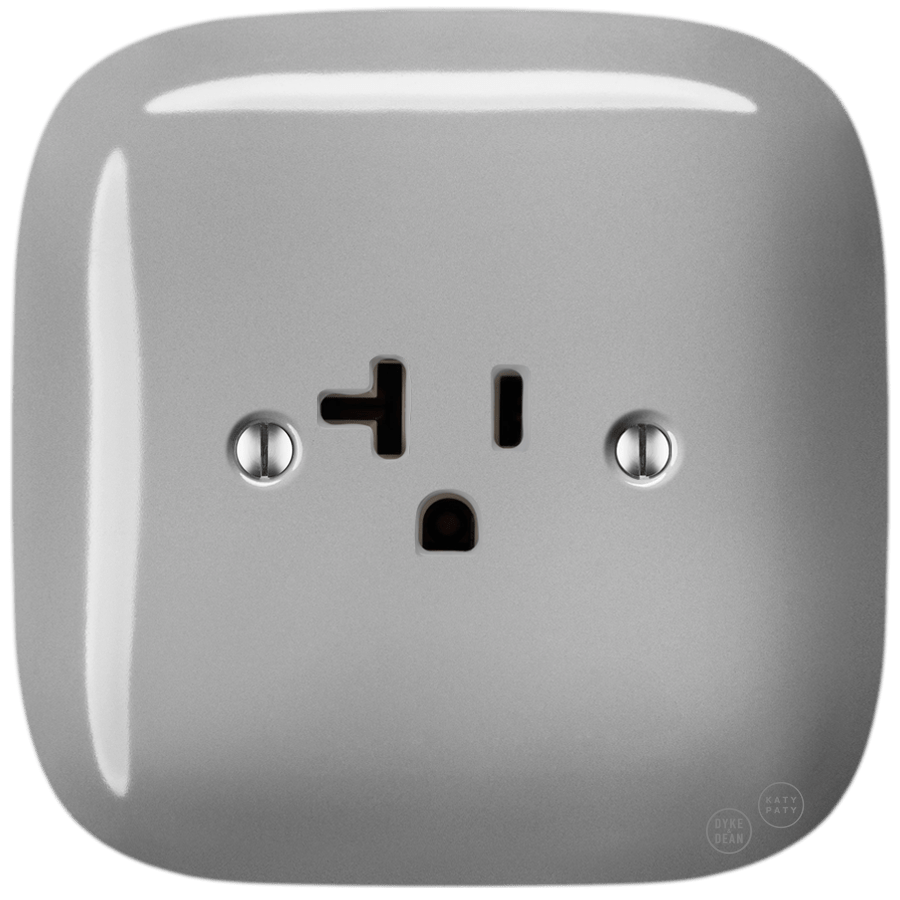 SQUARE PORCELAIN WALL SOCKET USA 20 AMP GREY - DYKE & DEAN