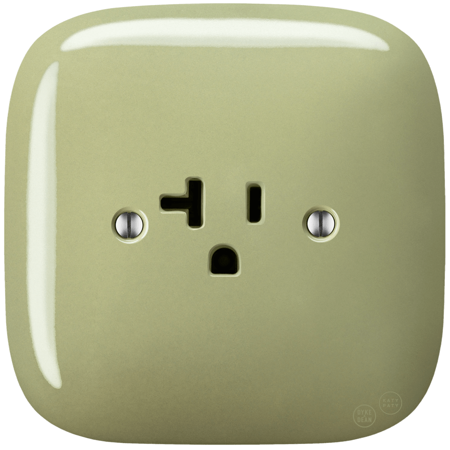 SQUARE PORCELAIN WALL SOCKET USA 20 AMP MOSS GREEN - DYKE & DEAN