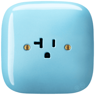 SQUARE PORCELAIN WALL SOCKET USA 20 AMP PASTEL BLUE - DYKE & DEAN