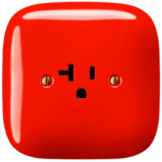 SQUARE PORCELAIN WALL SOCKET USA 20 AMP RED - DYKE & DEAN