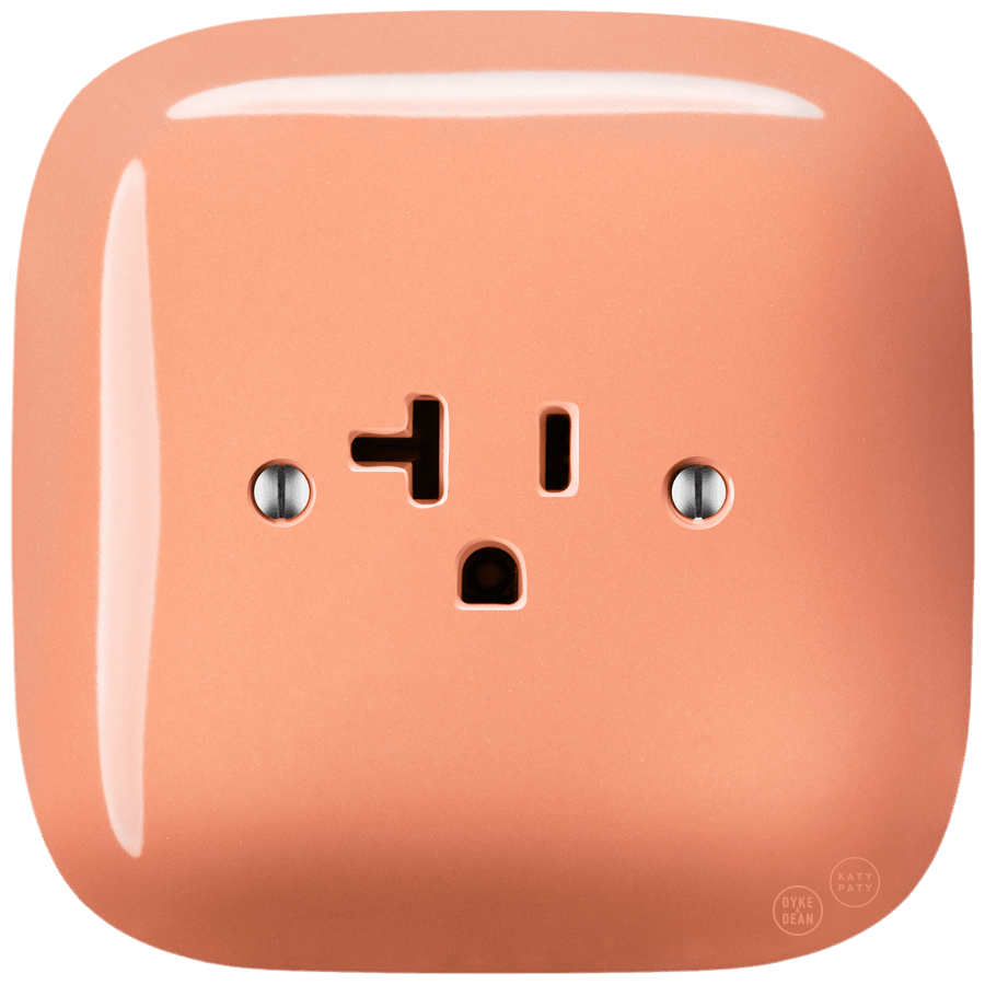 SQUARE PORCELAIN WALL SOCKET USA 20 AMP SALMON - DYKE & DEAN