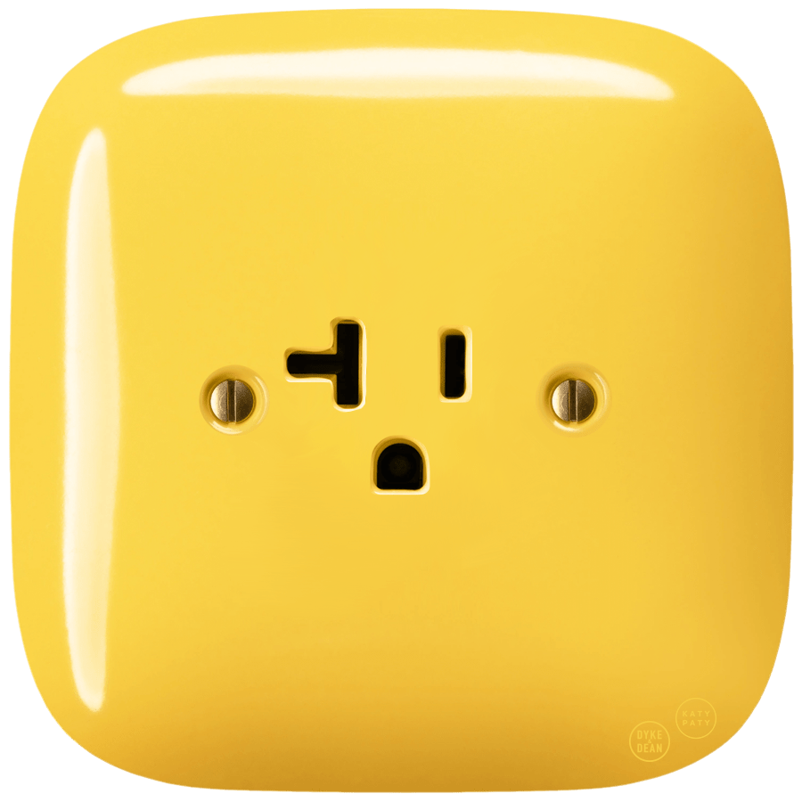 SQUARE PORCELAIN WALL SOCKET USA 20 AMP YELLOW - DYKE & DEAN