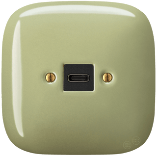 SQUARE PORCELAIN WALL SOCKET USB - C MOSS GREEN - DYKE & DEAN