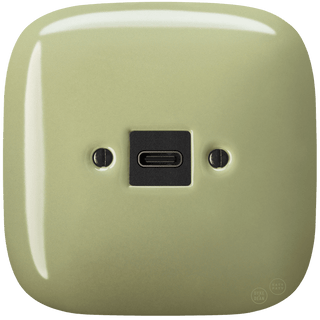 SQUARE PORCELAIN WALL SOCKET USB - C MOSS GREEN - DYKE & DEAN