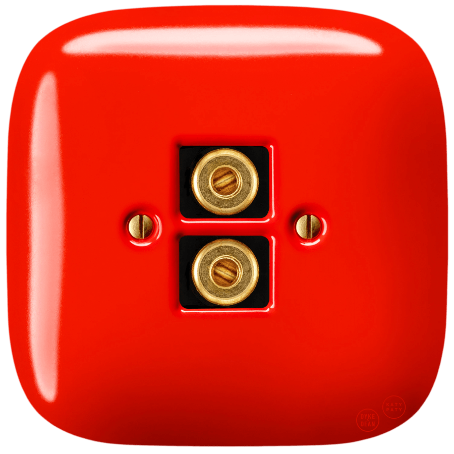 SQUARE PORCELAIN WALL SPEAKER SOCKET RED - DYKE & DEAN