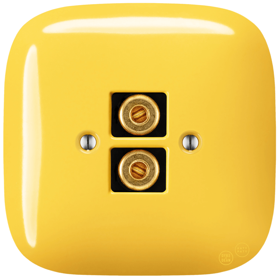 SQUARE PORCELAIN WALL SPEAKER SOCKET YELLOW - DYKE & DEAN