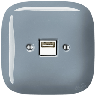 SQUARE PORCELAIN WALL USB CHARGER ASH GREY - DYKE & DEAN