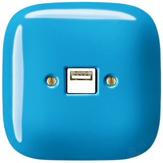 SQUARE PORCELAIN WALL USB CHARGER AZURE - DYKE & DEAN