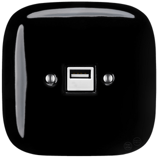 SQUARE PORCELAIN WALL USB CHARGER BLACK - DYKE & DEAN