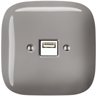 SQUARE PORCELAIN WALL USB CHARGER CAPPUCCINO - DYKE & DEAN