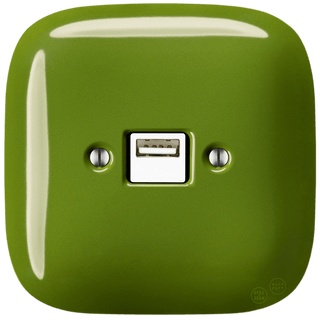 SQUARE PORCELAIN WALL USB CHARGER GREEN - DYKE & DEAN