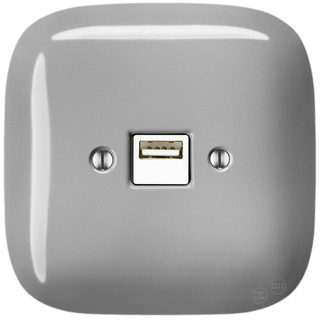 SQUARE PORCELAIN WALL USB CHARGER GREY - DYKE & DEAN