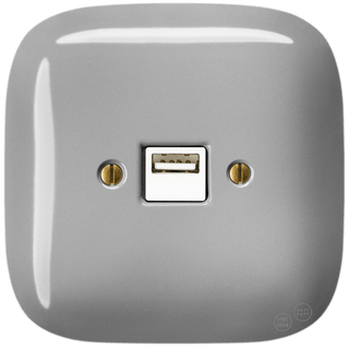 SQUARE PORCELAIN WALL USB CHARGER GREY - DYKE & DEAN