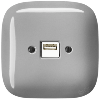 SQUARE PORCELAIN WALL USB CHARGER GREY - DYKE & DEAN