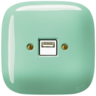 SQUARE PORCELAIN WALL USB CHARGER MINT - DYKE & DEAN