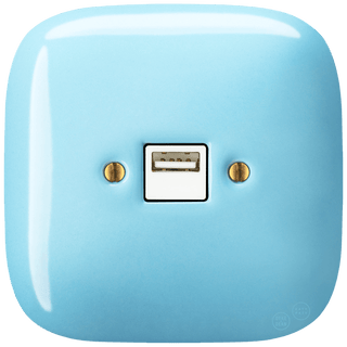 SQUARE PORCELAIN WALL USB CHARGER PASTEL BLUE - DYKE & DEAN