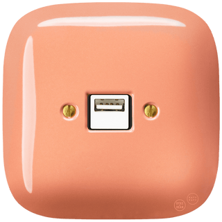 SQUARE PORCELAIN WALL USB CHARGER SALMON - DYKE & DEAN