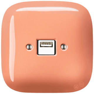 SQUARE PORCELAIN WALL USB CHARGER SALMON - DYKE & DEAN