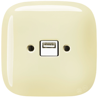 SQUARE PORCELAIN WALL USB CHARGER VANILLA - DYKE & DEAN